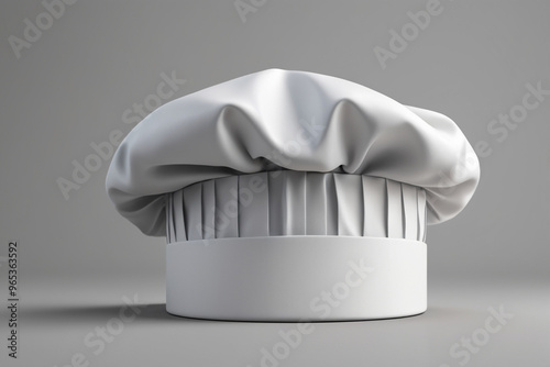 Blank white chefs hat mockup on grey background, AI Generated