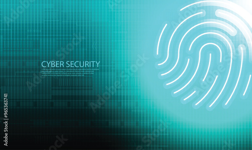 Fingerprint scanner icon and round button and futuristic background.Vector illustration