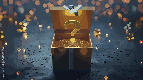 Mysterious Gift Box with Question Mark Inside, Promising Winning Lottery Prizes, Lucky Surprises, and Exciting Opportunities