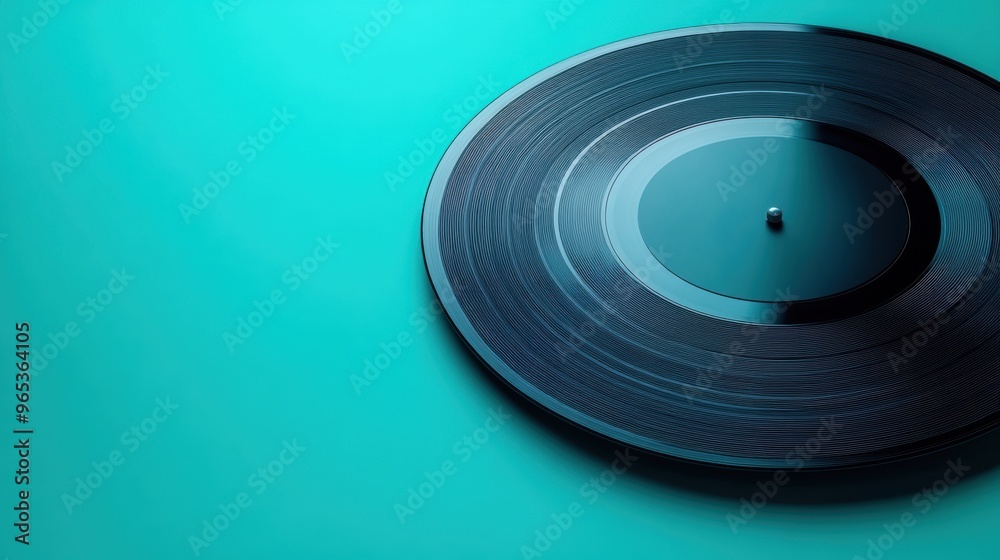 A record player on turntable with a blue background, AI A record player on turntable with a blue background, AI