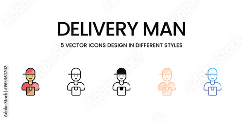 Delivery Man vector icons set ready to use for web and mobile app