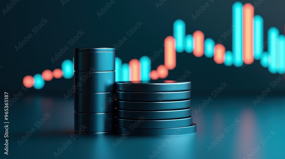 Futuristic Visualization of Crude Oil Price Trends in Neon Blue Hologram - Data Analysis with Copy Space for Text Futuristic Visualization of Crude Oil Price Trends in Neon Blue Hologram - Data Analysis with Copy Space for Text