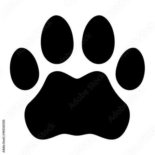 Leopard Paw print silhouette. Vector image