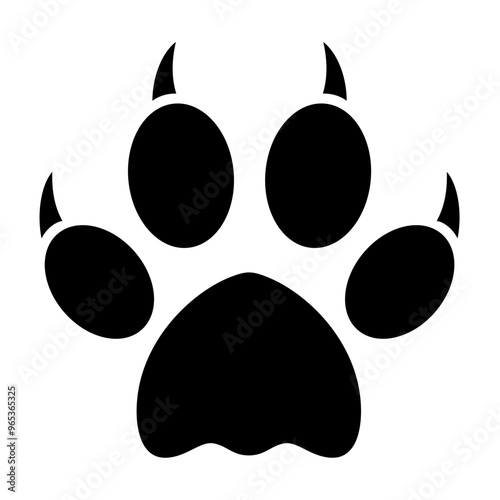 Coyote Paw print silhouette. Vector image