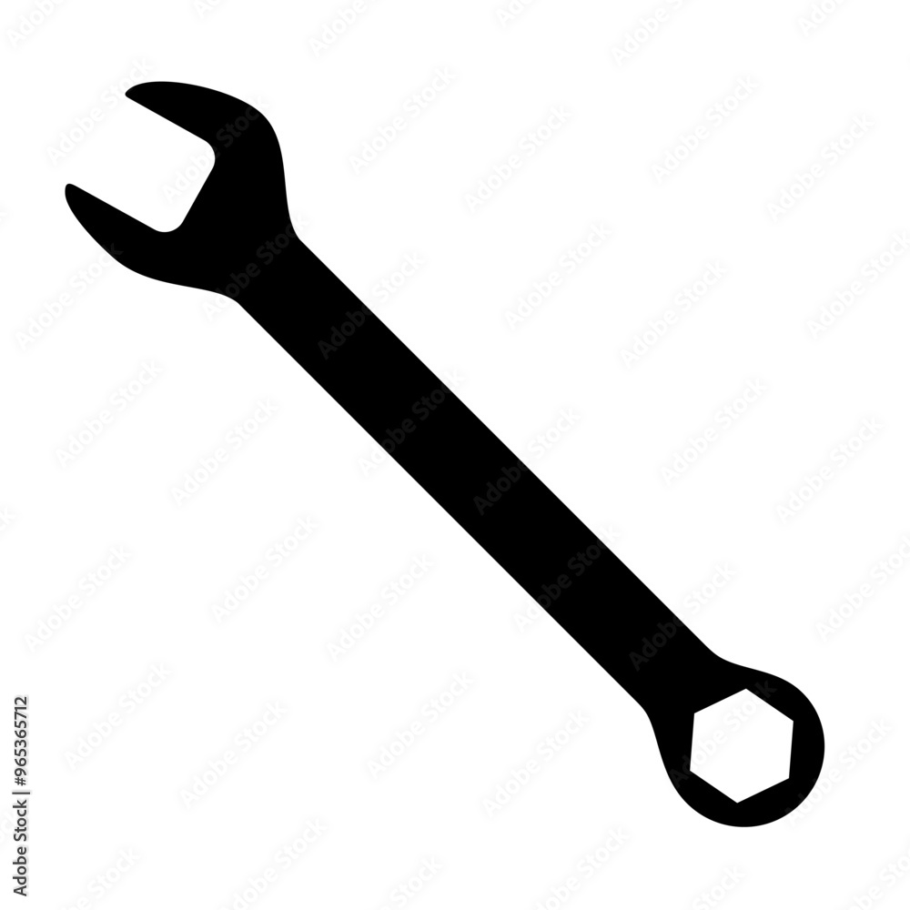 Wrench icon silhouette. Vector image