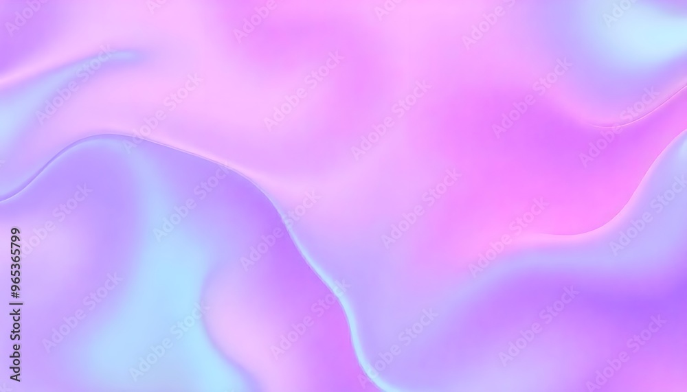 Fototapeta premium Holo abstract 3D shapes gradient swirling, iridescent liquid with hues of pink, purple, and blue.