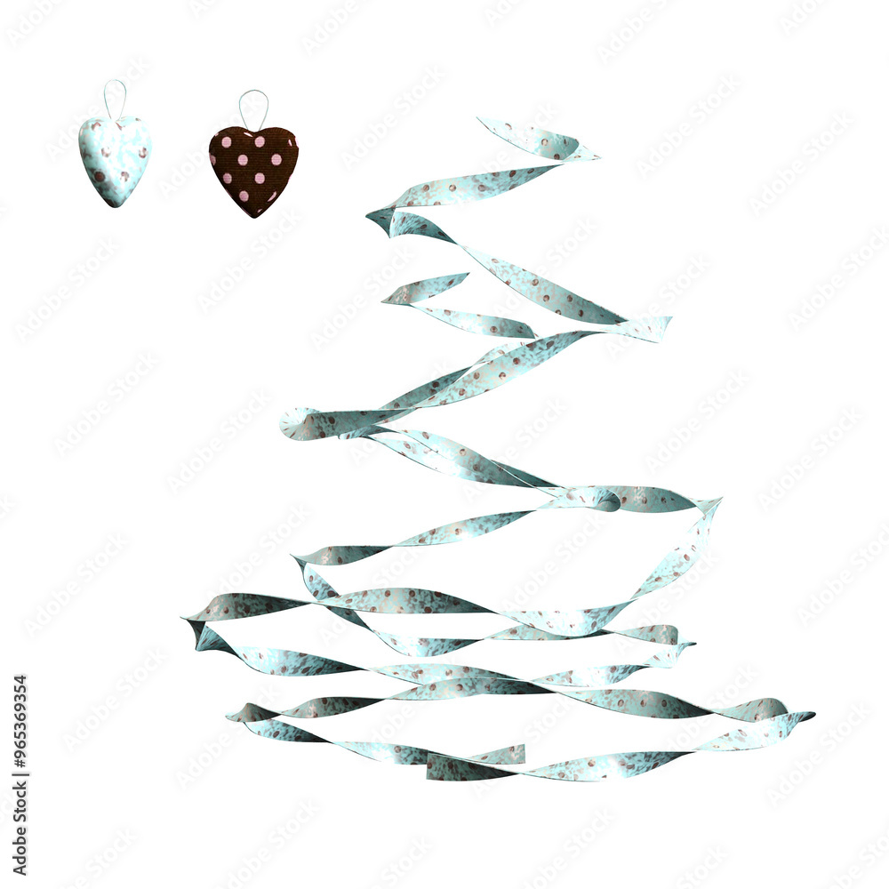 Obraz premium Christmas decorations, New Year's decor, isolate on a transparent background, 3D illustration, cg render