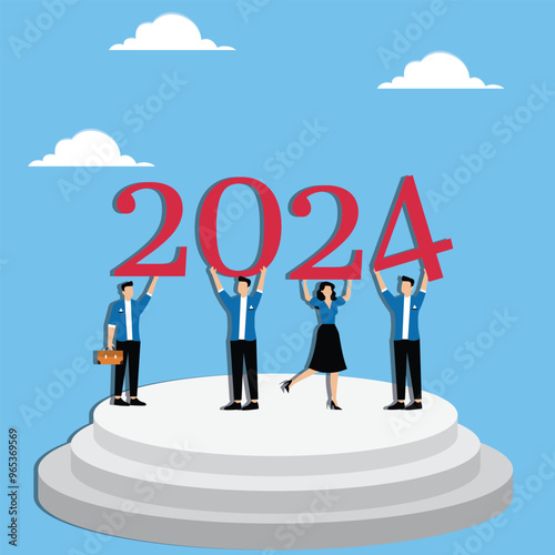 People stand with numbers 2024