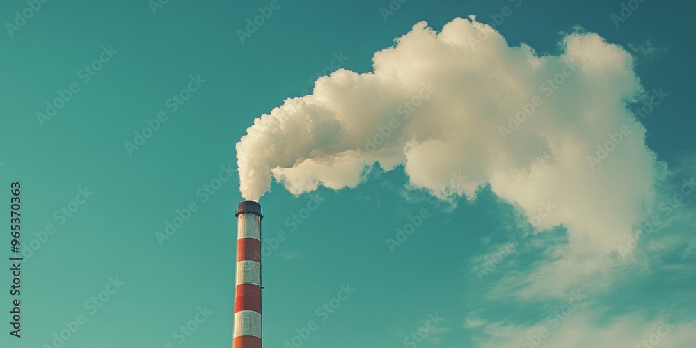 Smoke from Industrial Power Station Against Blue Sky Generative AI Smoke from Industrial Power Station Against Blue Sky Generative AI