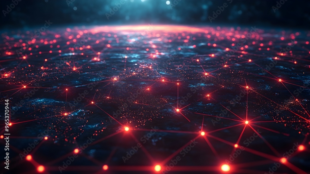 Obraz premium Futuristic Global Network of Connected Cities Powered by Real Time Data Transmission