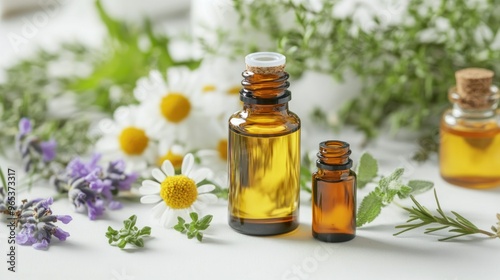 Essential Oils with Flowers and Herbs