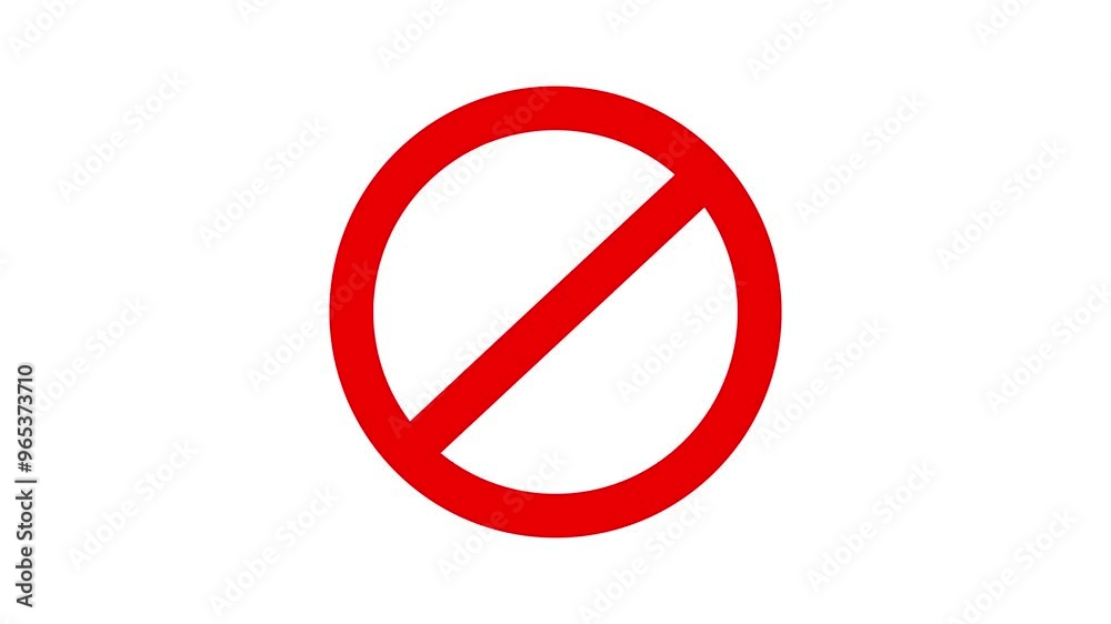 4K Background Stop sign red icon. warning or no entry forbidden circle and line symbol. Red ban banned, stop, no or restriction sign flat icon.