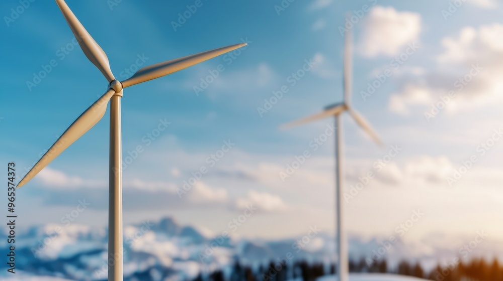 Fototapeta premium Dynamic Energy Industry Transformation - Oil and Wind Power with Copy Space, Selective Focus in