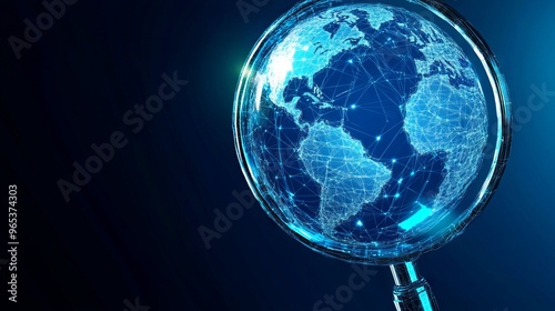 Wallpaper Mural Earth and Magnifying low poly blue. Vector business. Low Poly Wireframe 3D Vector illustration in blue  Torontodigital.ca