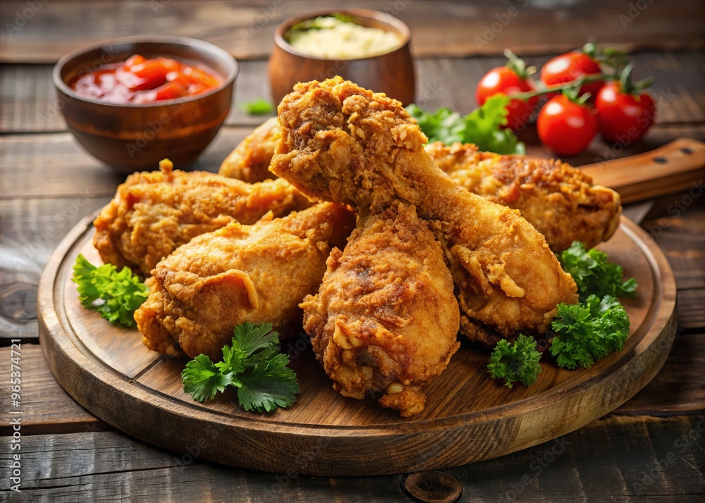 Crispy fried chicken is smothered in a rich, golden-brown crust, offering a satisfying crunch that gives way to juicy, tender bites of poultry perfection. Crispy fried chicken is smothered in a rich, golden-brown crust, offering a satisfying crunch that gives way to juicy, tender bites of poultry perfection.