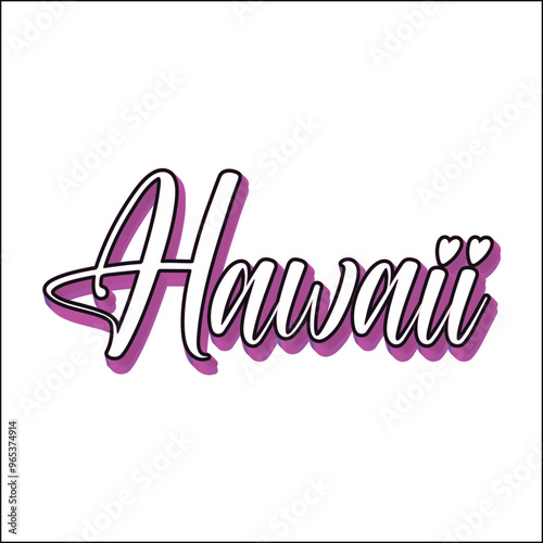 Hawaii hand lettering design calligraphy vector, Hawaii text vector trendy typography design