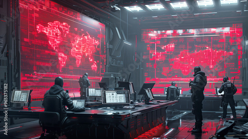 Military Spy Headquarters. Crowdstrike Concept