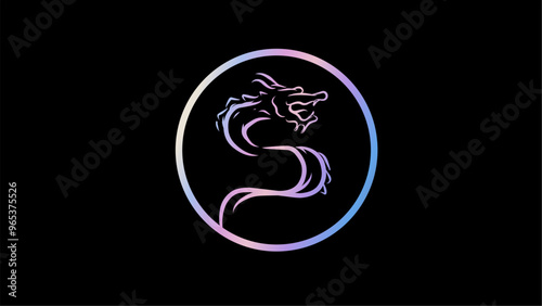 Wallpaper Mural Vector illustration of hologram colored dragon with circle Torontodigital.ca