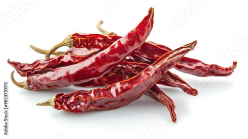 Dried red chili peppers isolated on white background