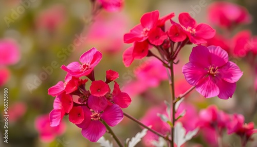 Field of vibrant red flowers with a soft, blurred background.