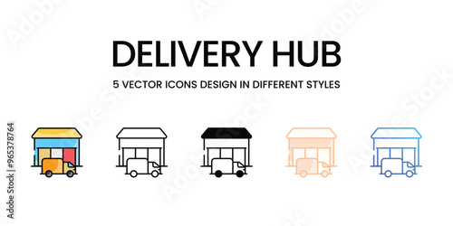 Delivery Hub vector icons set ready to use for web and mobile app