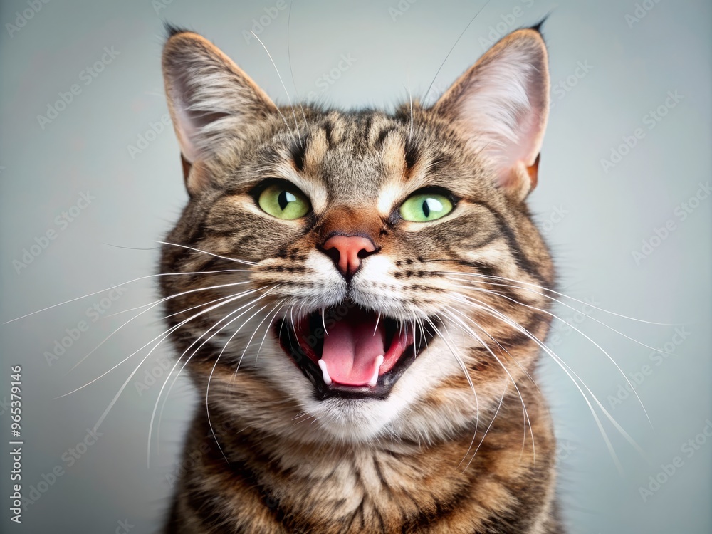 A mischievous cat bursts into laughter, its toothy grin spreading wide as its eyes crinkle with amusement, a joyful contagion. A mischievous cat bursts into laughter, its toothy grin spreading wide as its eyes crinkle with amusement, a joyful contagion.
