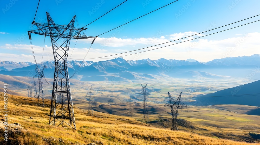 Network of Interconnected Power Lines Traversing a Scenic Landscape Network of Interconnected Power Lines Traversing a Scenic Landscape
