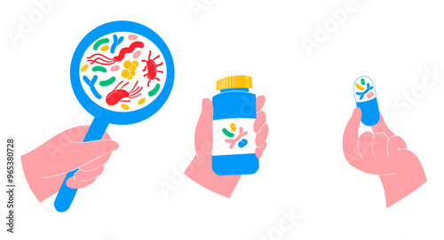 Illustration of Probiotics and Gut Microbiome - Gut Health Support