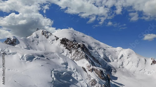 Snow-Covered Mont Blanc: Majestic Peaks of France's Highest Mountain in a Pristine Winter Wonderland