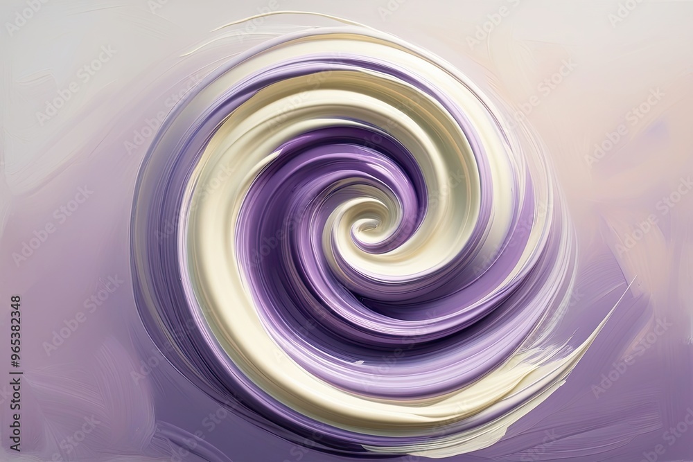 Fototapeta premium Lilac and Cream Acrylic Oil Paint Swirl on Soft Haze Background