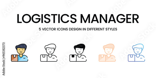 Logistics Manager vector icons set ready to use for web and mobile app