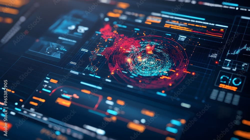 Obraz premium Real Time Weather Forecasting Model Visualized on Digital Dashboard