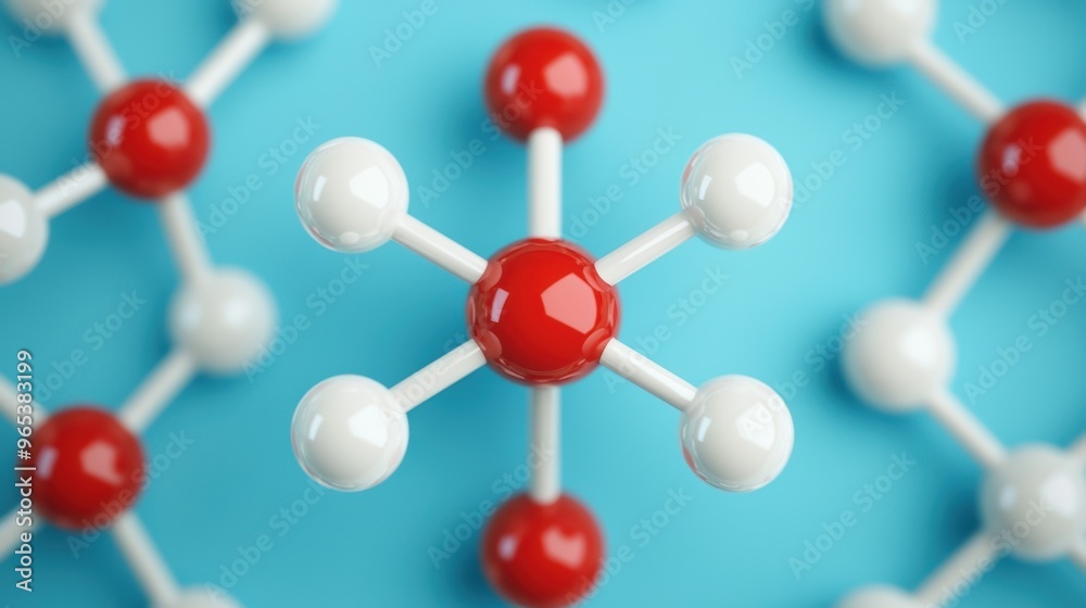 Obraz premium Dynamic Molecular Structure: Vibrant Atoms in Motion Model in