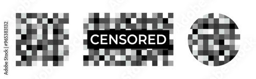 Censored signs. Pixel censored concept. Blurry pixel symbol. Vector
