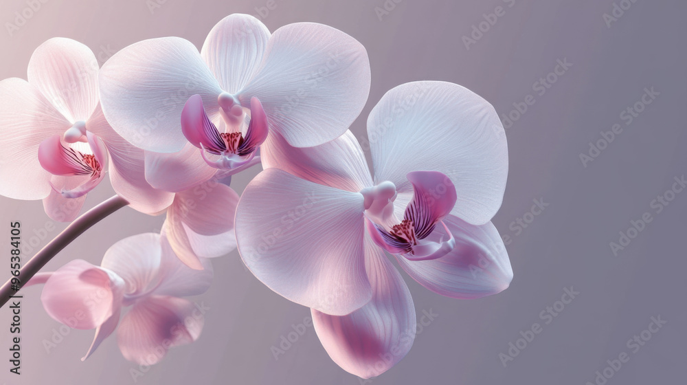 A single 3D orchid bloom with delicate petals, floating on a transparent background. A single 3D orchid bloom with delicate petals, floating on a transparent background.