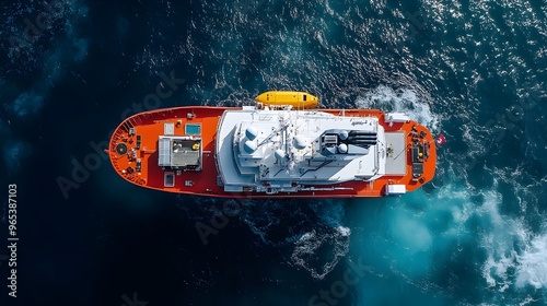 Scientific Research Vessel Using Multi Beam Sonar to Explore Underwater Ecosystems