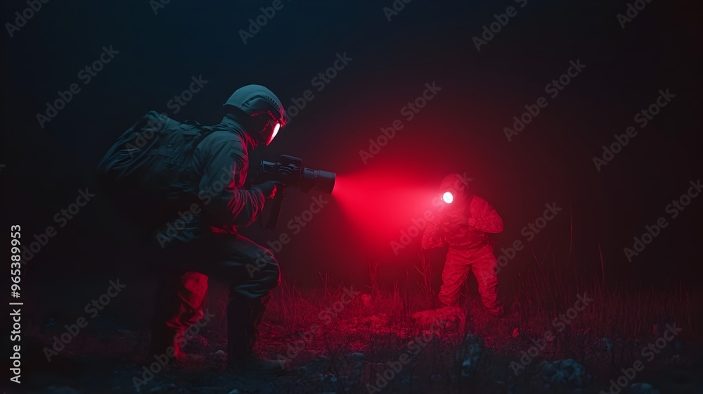 Thermal Imaging Used by Search and Rescue Team to Locate Survivors in Darkness