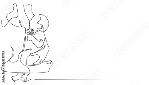 continuous line of mother breastfeeding baby.one line drawing of breastfeeding to child.healthy breast milk for baby.single line vector illustration.isolated white background