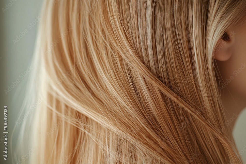 This image captures the lustrous shine and soft texture of beautifully maintained blond hair This image captures the lustrous shine and soft texture of beautifully maintained blond hair