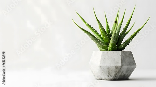 An aloe vera plant and cactus in a pot with a green, nature-inspired theme, showcasing leaves, growth, and decoration in an isolated setting