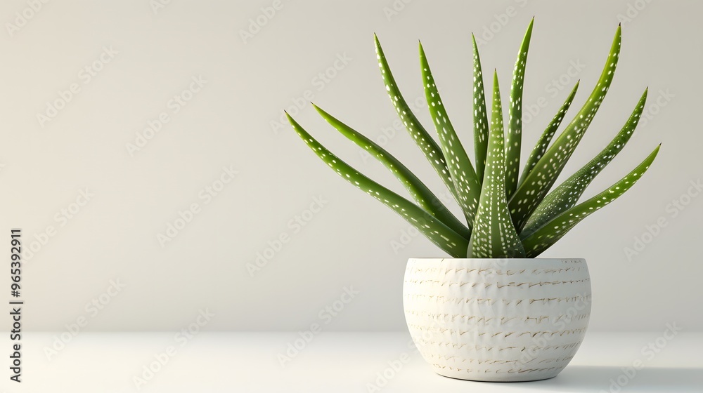 Isolated potted cactus with green leaves in a flowerpot