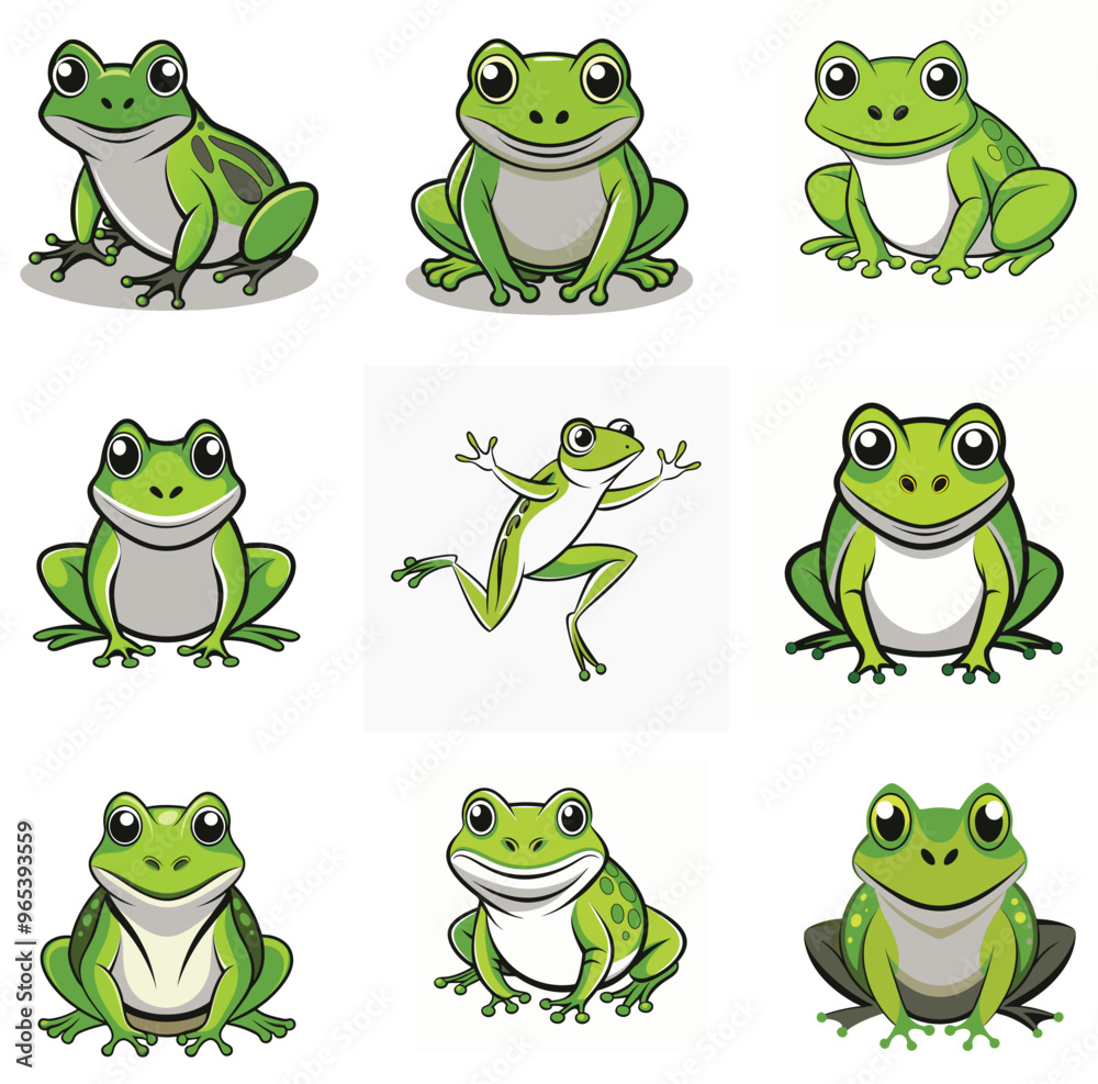 Fototapeta premium A set of frog vector illustration