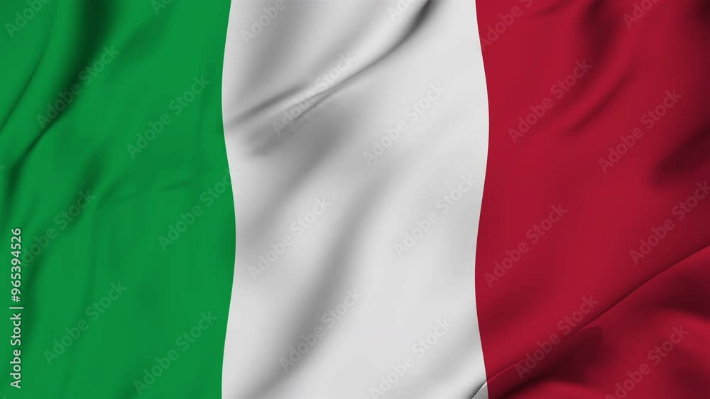 A beautiful view of the Italy flag video. 3d flag-waving video. Italy flag 4K resolution.