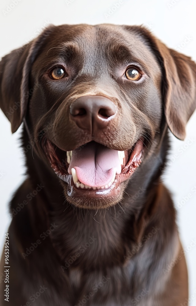 Happy Labrador Retriever on White Background, Pet Photography Generative AI Happy Labrador Retriever on White Background, Pet Photography Generative AI