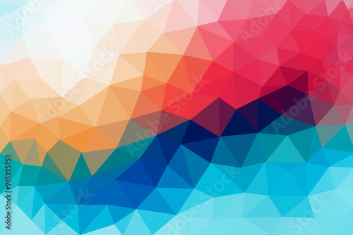 Abstract Vibrant Polygonal Lightscape background.Low polygon abstract background