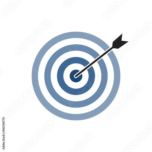 Navy blue shade bullseye dart target icon. Dart target goal marketing sign. Arrow dart logo vector. Winner dart sign.