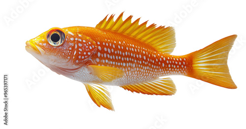 Realistic Digital Illustration of Vibrant Orange Fish on Transparent Background photo