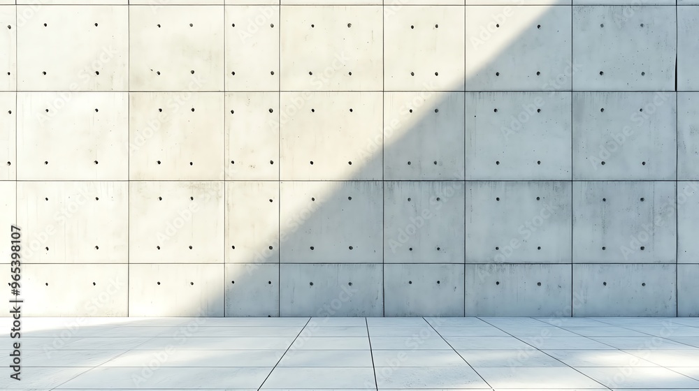 Minimalistic concrete wall with shadow casting, ideal for backgrounds, presentations, or modern architectural designs. Minimalistic concrete wall with shadow casting, ideal for backgrounds, presentations, or modern architectural designs.