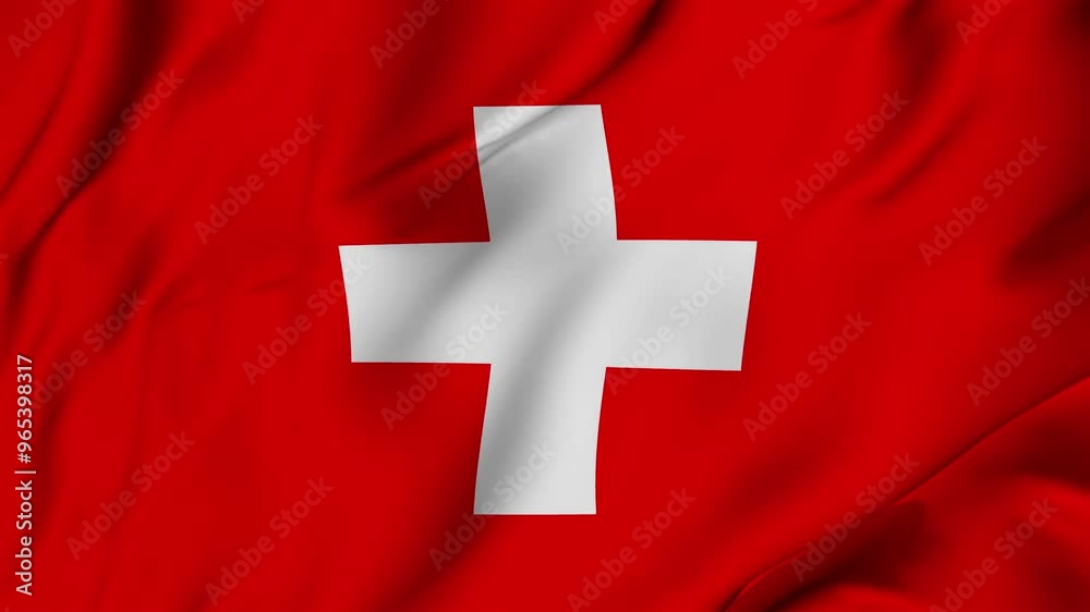 A beautiful view of the Switzerland flag video. 3d flag-waving video. Switzerland flag 4K resolution.