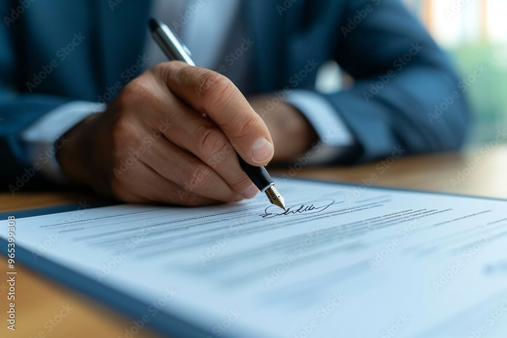 close-up shot of a businessman's hand holding a pen over a contract form, emphasizing the importance of signing financial and legal documents in a professional office setting. close-up shot of a businessman's hand holding a pen over a contract form, emphasizing the importance of signing financial and legal documents in a professional office setting.